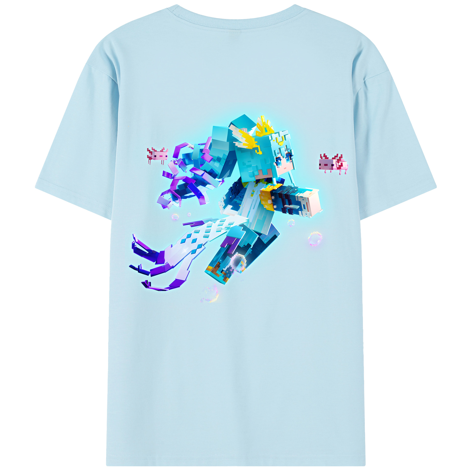 （画像用） マインクラフト ブロックの世界 Minecraft MC Block world 綿100％半袖Tシャツ（背面プリント）